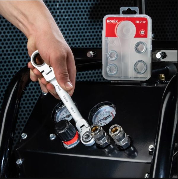 7 in 1 Flex Head Double Box End Ratcheting Wrench Set RH-2172 – Premium CR-V Hand Tool for Mechanics - Image 2